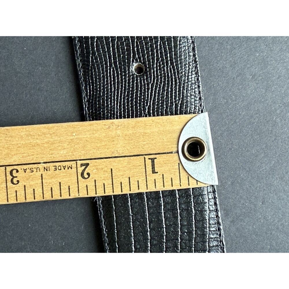 Talbots Lizard Grain Leather Womens Belt Wide Black Size Medium Career Capsule - Picture 10 of 10